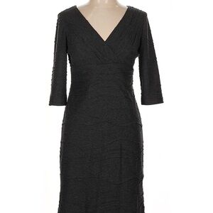 Adrianna Papell Charcoal Textured Long Sleeve Dress